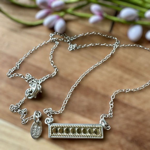 Anna Beck Pendant Necklace 17 Inch Gili Bar 925 Sterling Silver Gold Tone 4.7g - Picture 2 of 12